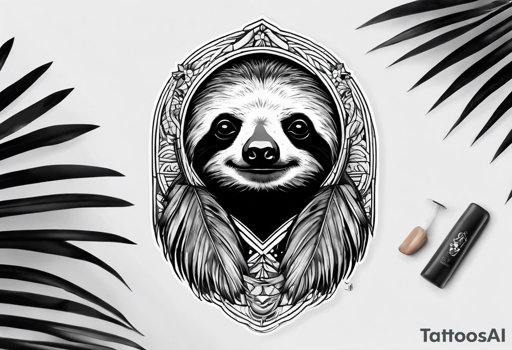 Sloth under palm tattoo idea