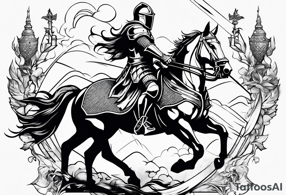knight in battle tattoo idea