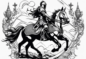 knight in battle tattoo idea