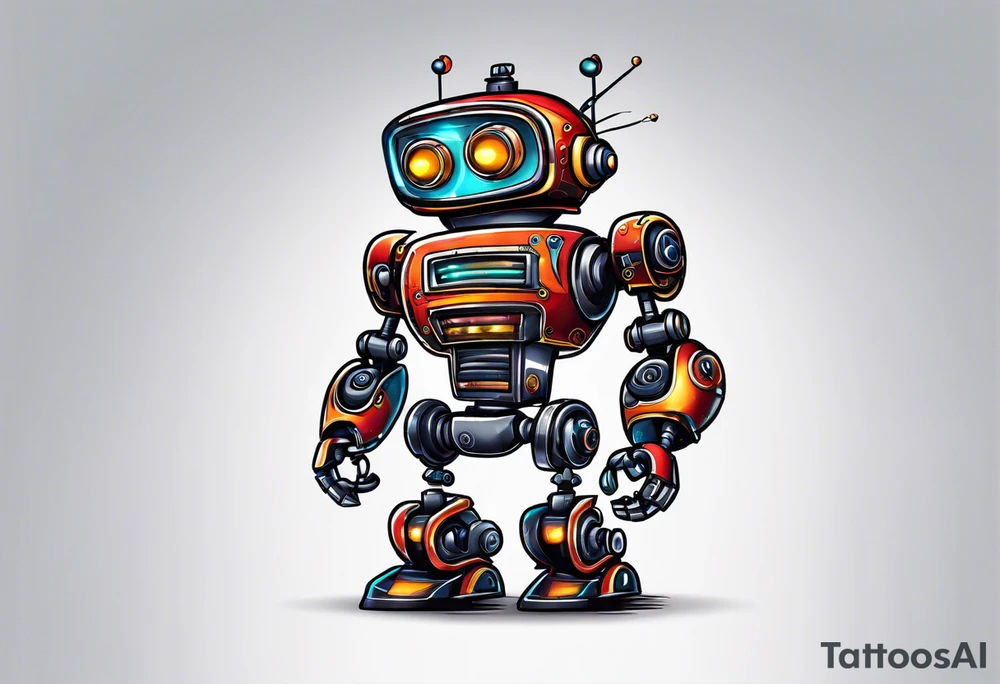 robot running at you tattoo idea
