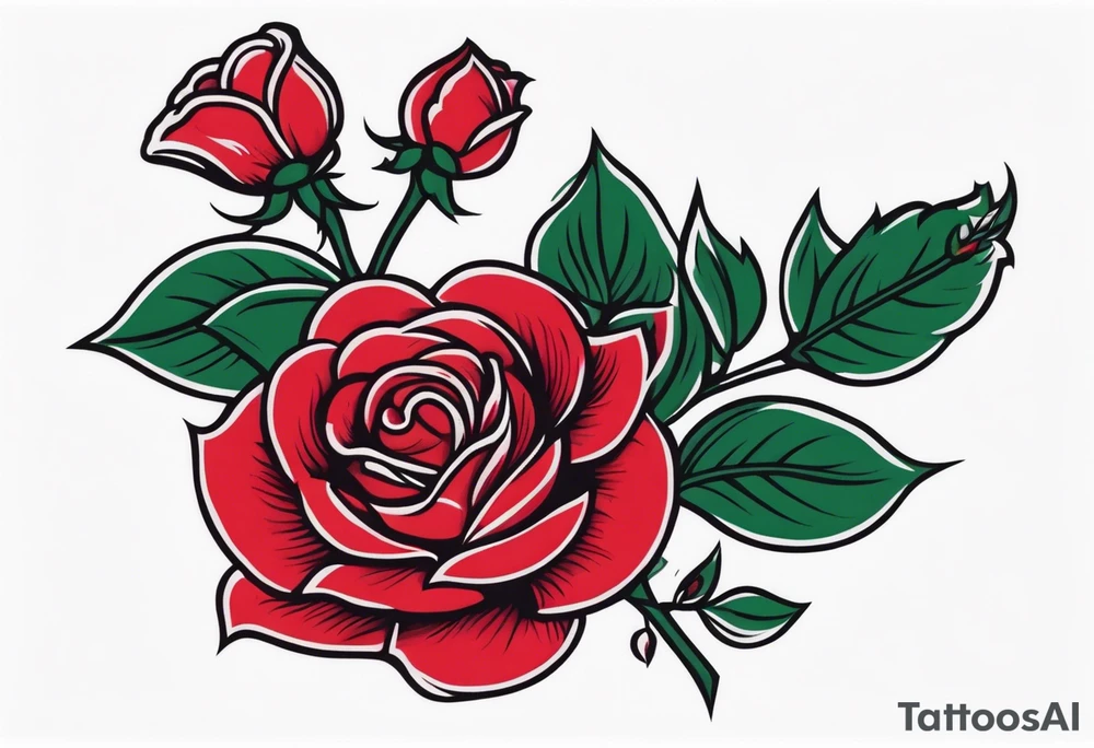 traditional rose red tattoo idea