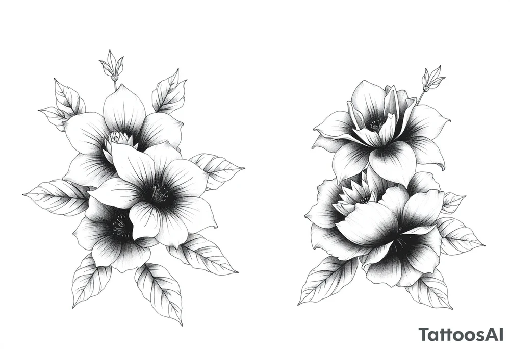 ornaments of flowers tattoo idea