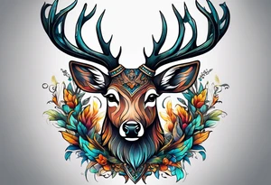 high-quality drawings of various fantastic animals. For example, a tattoo depicting a deer with a bird's beak. tattoo idea