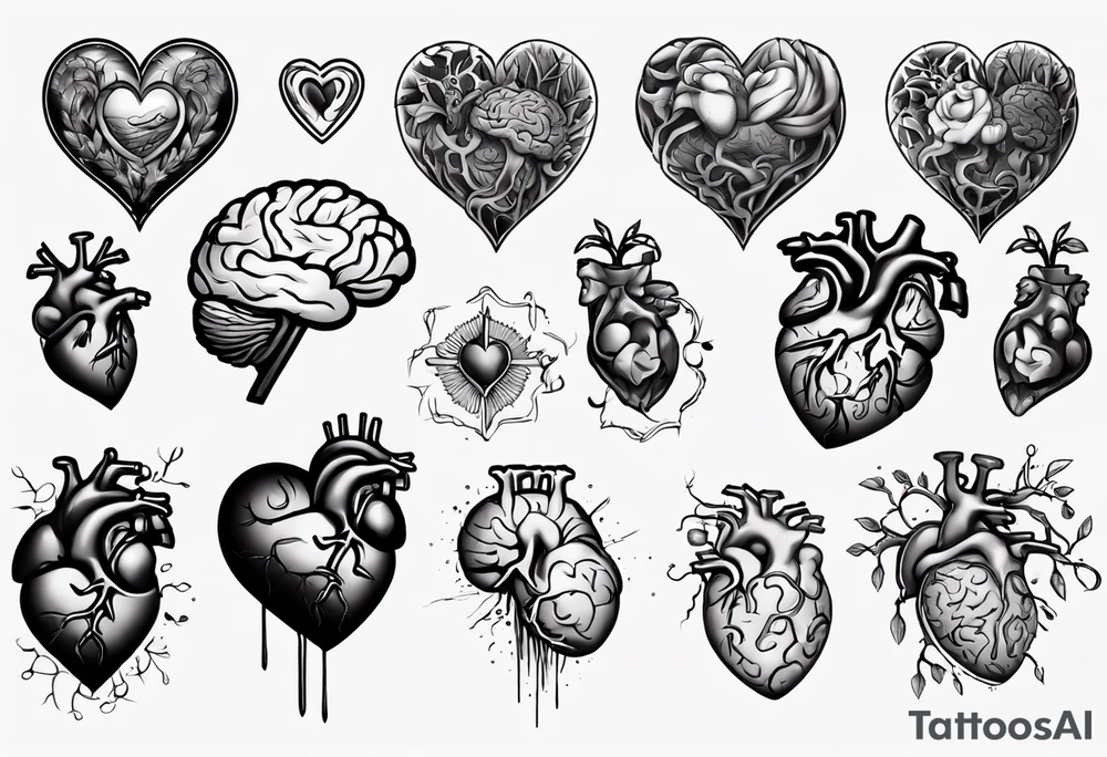 Heart and brain tattoo idea