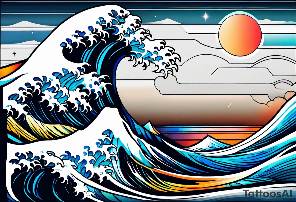 ocean, géométric, wave tattoo idea