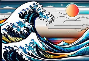 ocean, géométric, wave tattoo idea