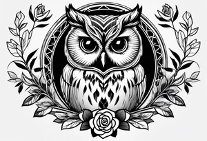 Barred owl, a rose, a paw print tattoo idea
