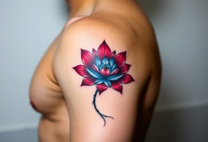 Two Lotus Flowers Intertwined (only red , blue and black are possible colors) tattoo idea