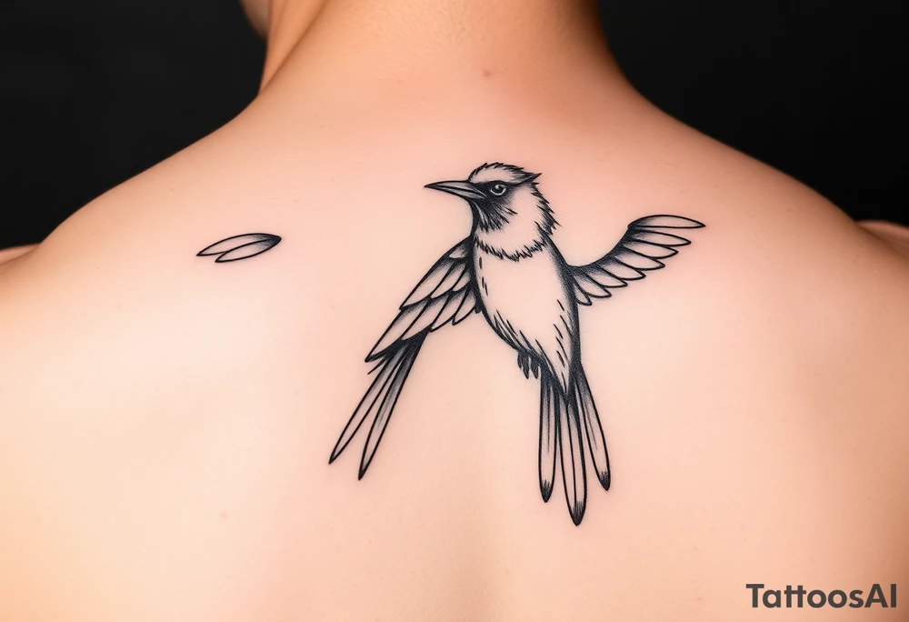 Red bird girly small tattoo idea