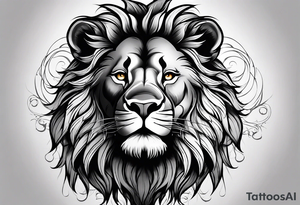 powerful majestic lion, close-up tattoo idea