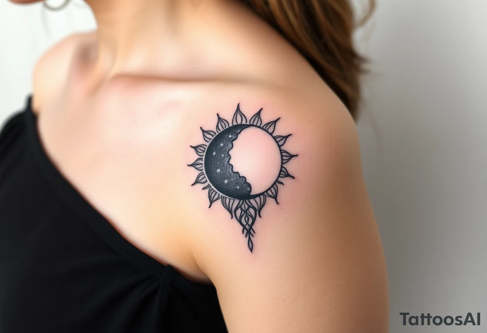 The sun and the moon cascading tattoo idea