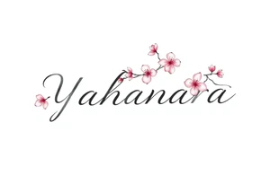 Name YAHANARA with cherry blossoms tattoo idea