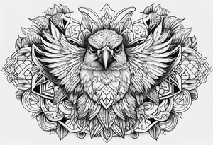 bird face , symmetrical, chest tattoo tattoo idea