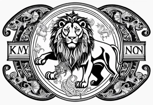 The name of my son Keano  with zodiac lion in mahori style tattoo idea
