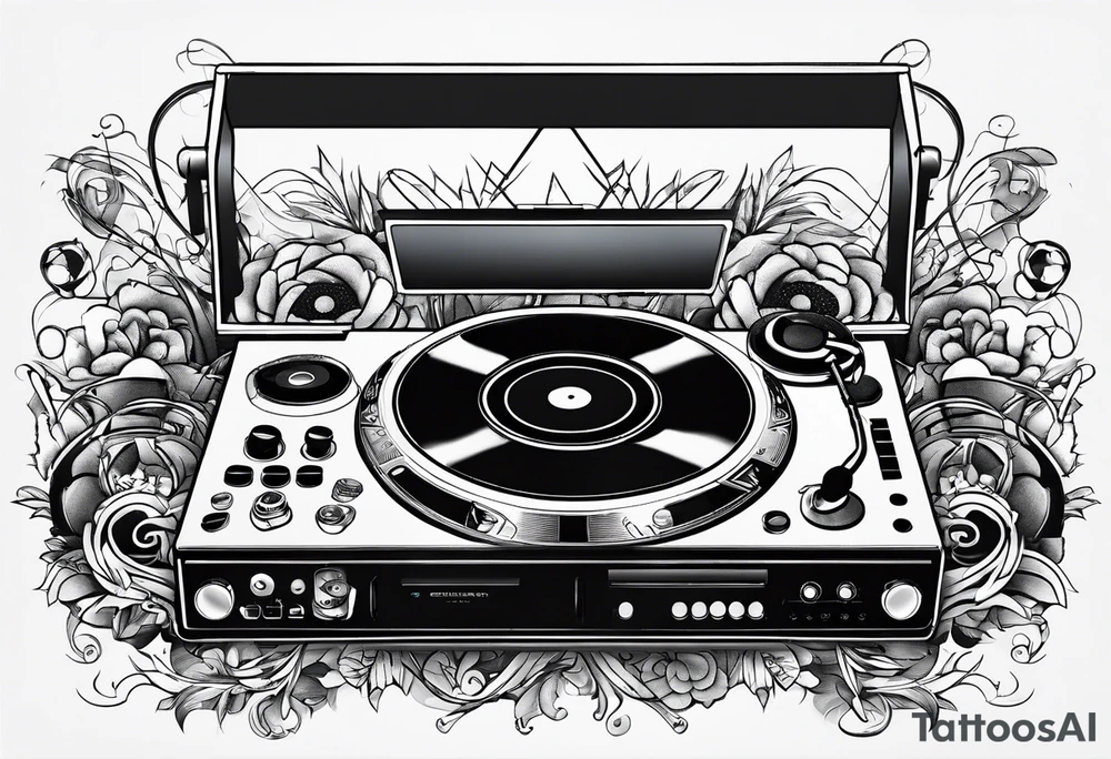 Dj controller and headphones tattoo idea