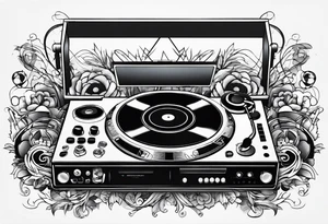 Dj controller and headphones tattoo idea