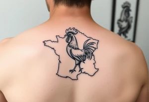 map of France with Rooster tattoo idea