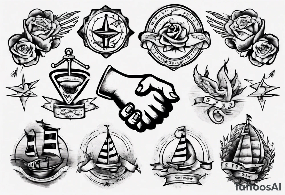The hand shakes the other hand tattoo idea