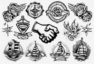 The hand shakes the other hand tattoo idea