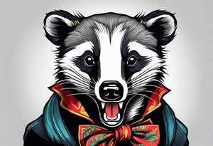 Neo traditional badger with mouth open tattoo idea