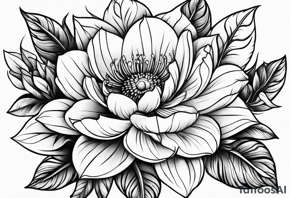 Neotraditional flowers tattoo idea