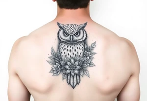 Owl with Succulents tattoo idea