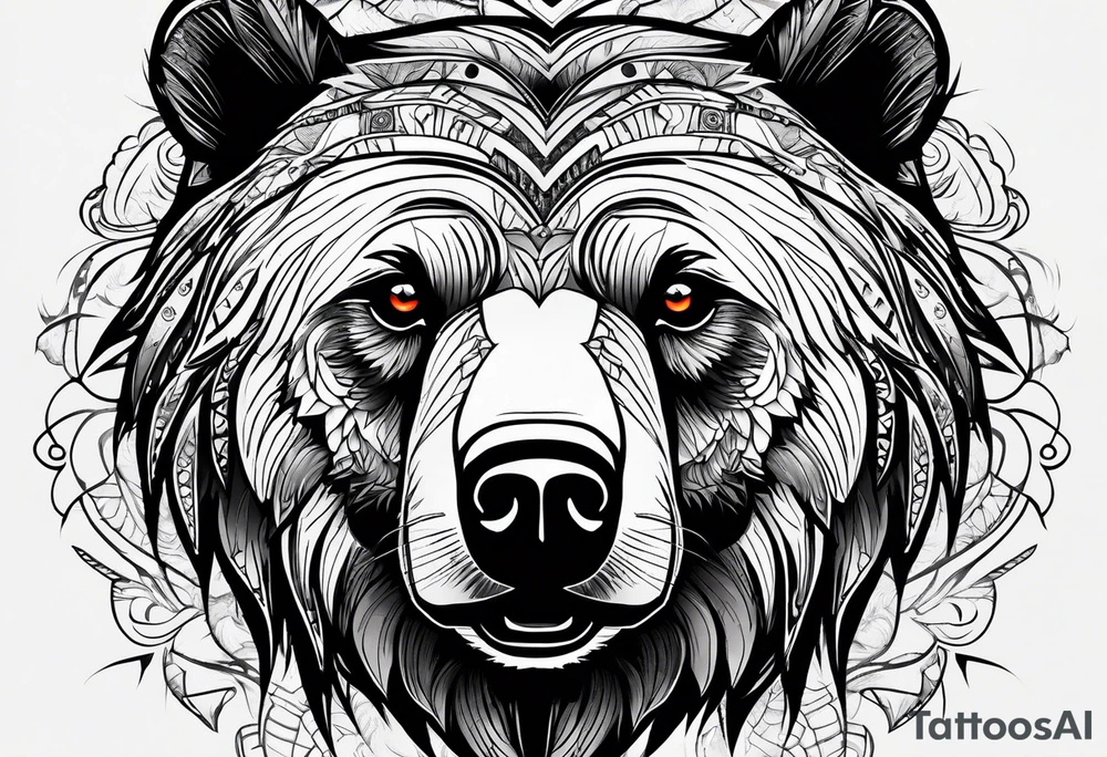 Grizzly Bear with a look of strength in their eyes tattoo idea