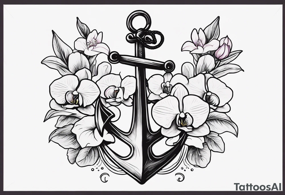 An anchor and orchids tattoo idea
