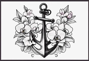An anchor and orchids tattoo idea