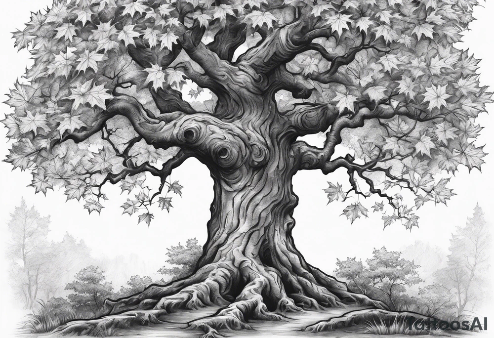 A maple tree with branches and a cross combined into the trunk. tattoo idea A maple tree with branches and a cross combined into the trunk. tattoo idea