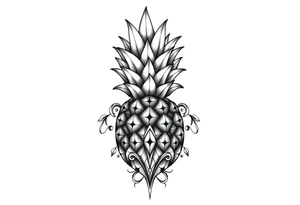 Bushy crown pineapple vagina,  design to go over vagina , erotic vagina  area design, anus to be at the bottom tattoo idea