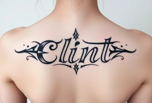 Clint spelled out in tribal lettering tattoo idea