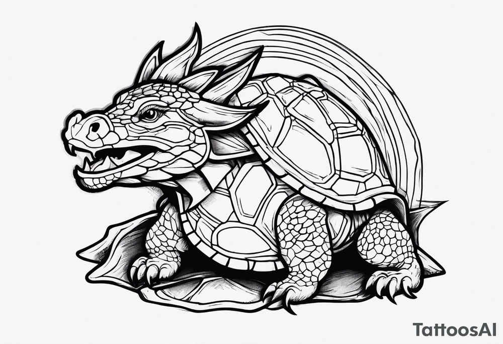dragon with turtle shell tattoo idea