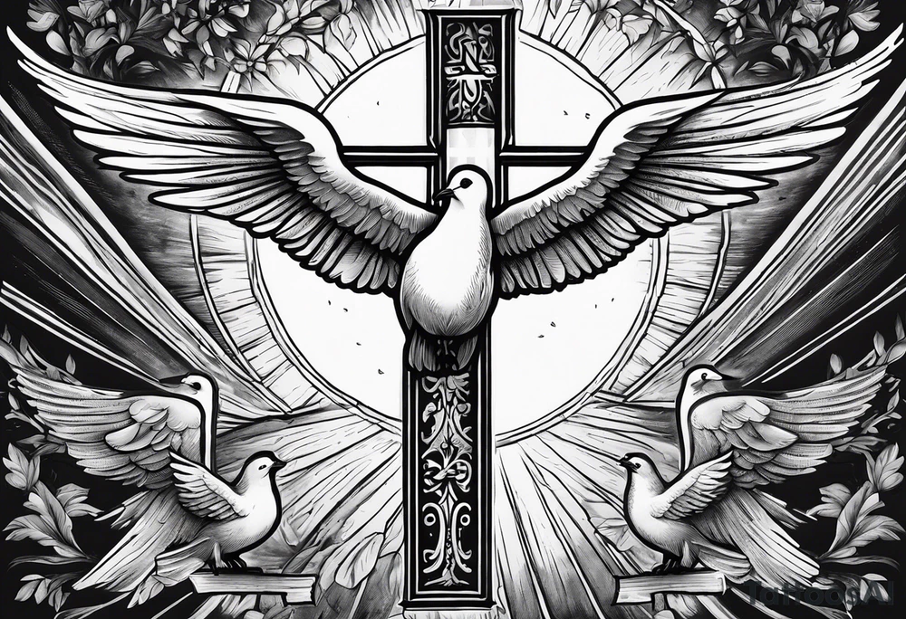 A Cross with doves in the rays of sun with the date 08/21/2024 in Roman numerals in it with Bible verse
Jeremiah 29:11 tattoo idea