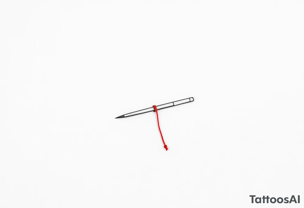 chinese chopsticks with a red thread by the end of it,
about 5cm long , 1 cm wide
it goes into the anterior part of the left wrist tattoo idea