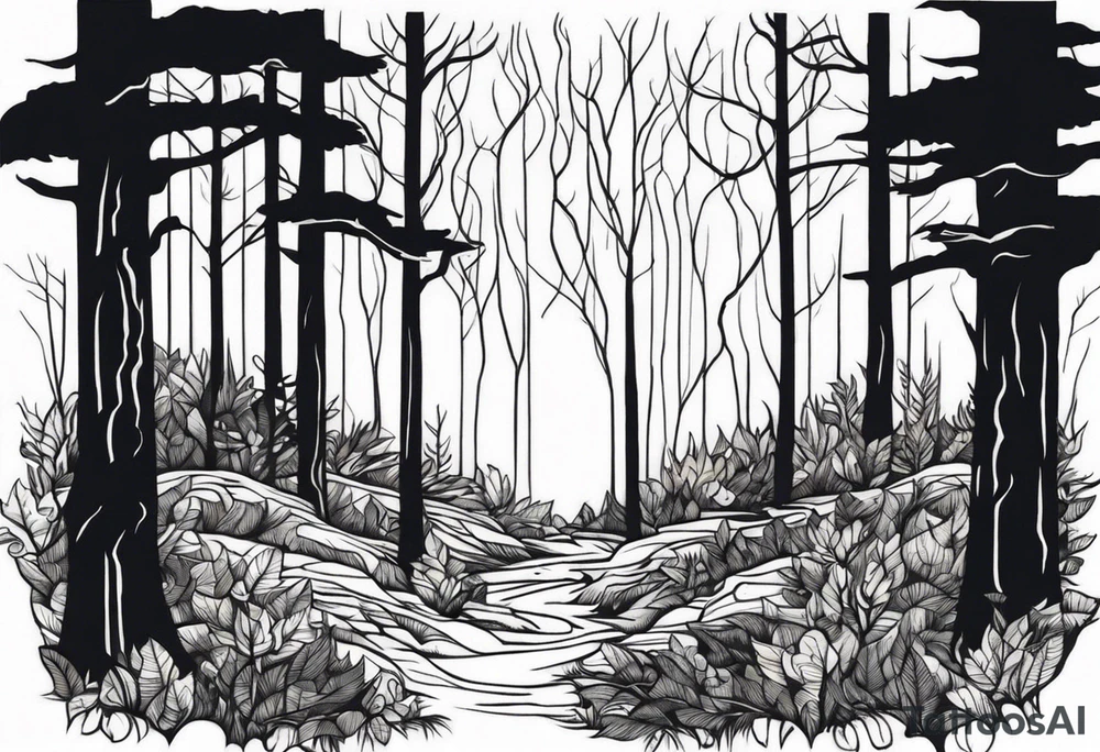 Living forest transitioning to a dead forest tattoo idea