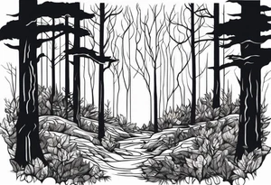 Living forest transitioning to a dead forest tattoo idea
