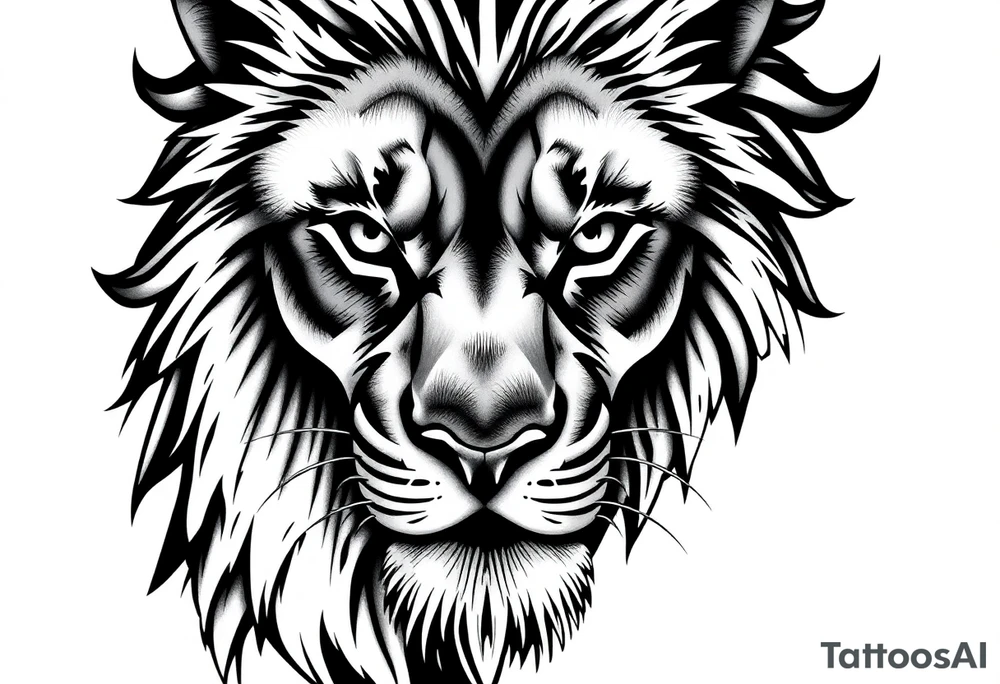 powerful majestic lion, close-up tattoo idea
