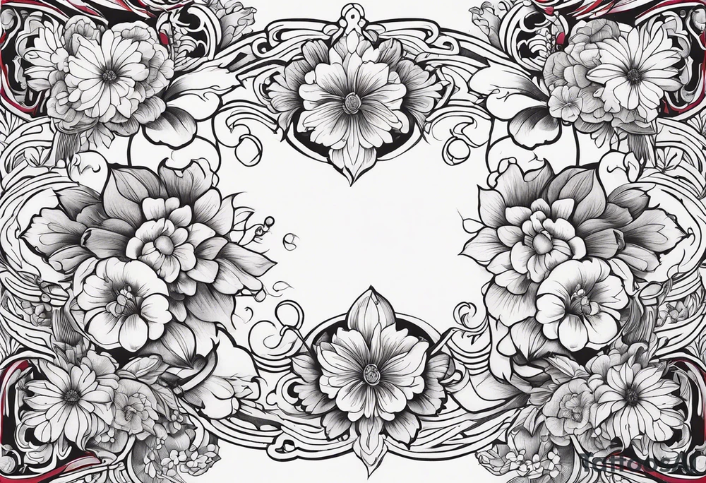 ornaments of flowers tattoo idea