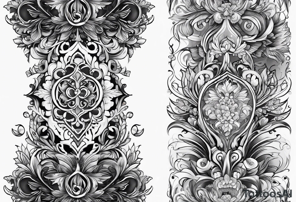 Filagree leg tattoo negative tattoo idea