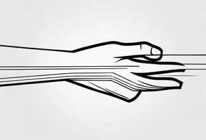 a straight line starts from the shoulder and ends at the palm, below the elbow there should be lines that are around the hand with a minimal line architectural and clean lines tattoo idea