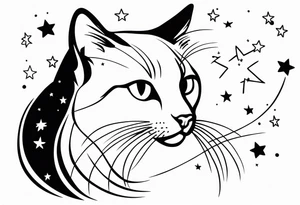 Lovely cat and stars tattoo idea