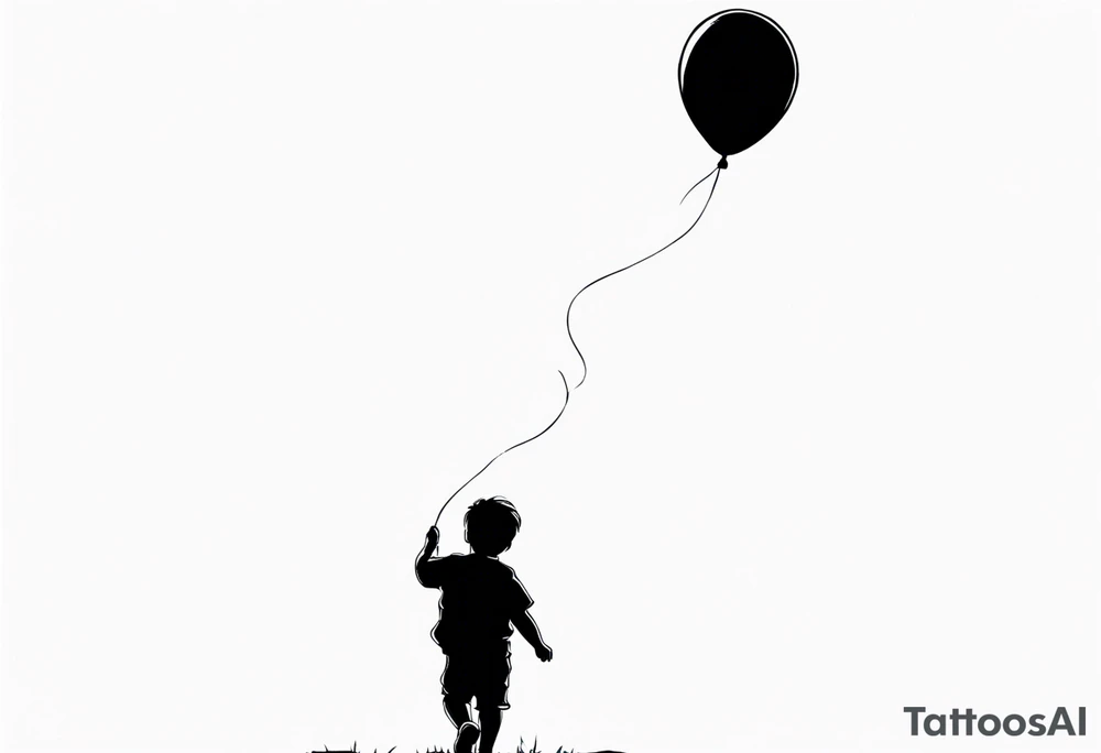 little boy with a balloon flying towards the sky tattoo idea
