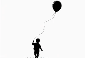 little boy with a balloon flying towards the sky tattoo idea