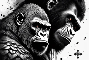 Warrior and gorilla tattoo idea