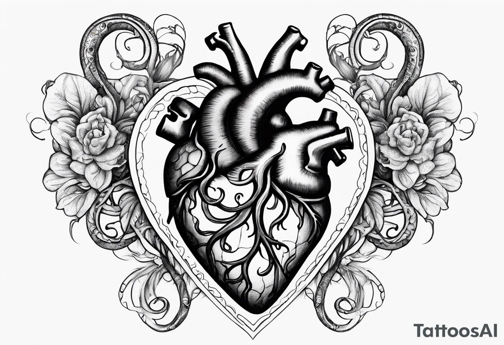 anatomical human Heart with tentacles tattoo idea