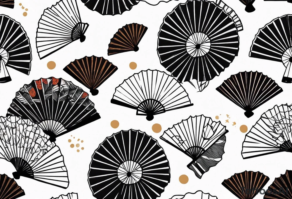Black Japanese fan tattoo idea