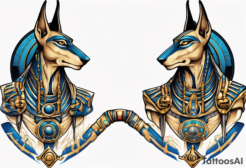 anubis and horus full arms tattoo idea