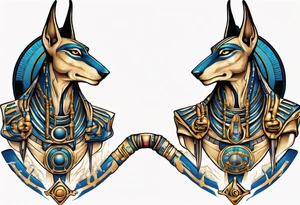 anubis and horus full arms tattoo idea