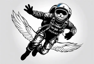 cat going skydiving with no chute open tattoo idea